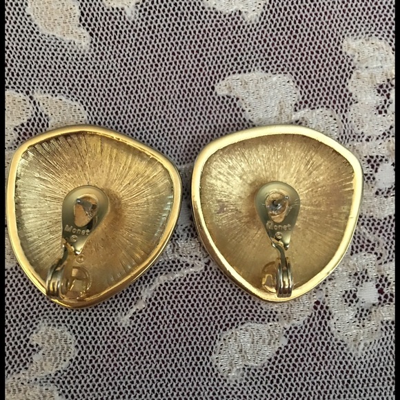 Vintage Monet Enamel Swirl Earrings - Picture 2 of 3